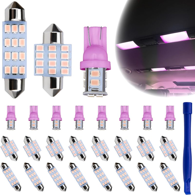 ecocstm 24 PCS Interior Led Dome Lights for Cars, 194 T10 DE3175 578 31mm 42mm Bombillas Led Para Carro, Alla Lighting for Car Map License Plate Door Side Marker Cornering Trunk Light (Purple) - Image 1